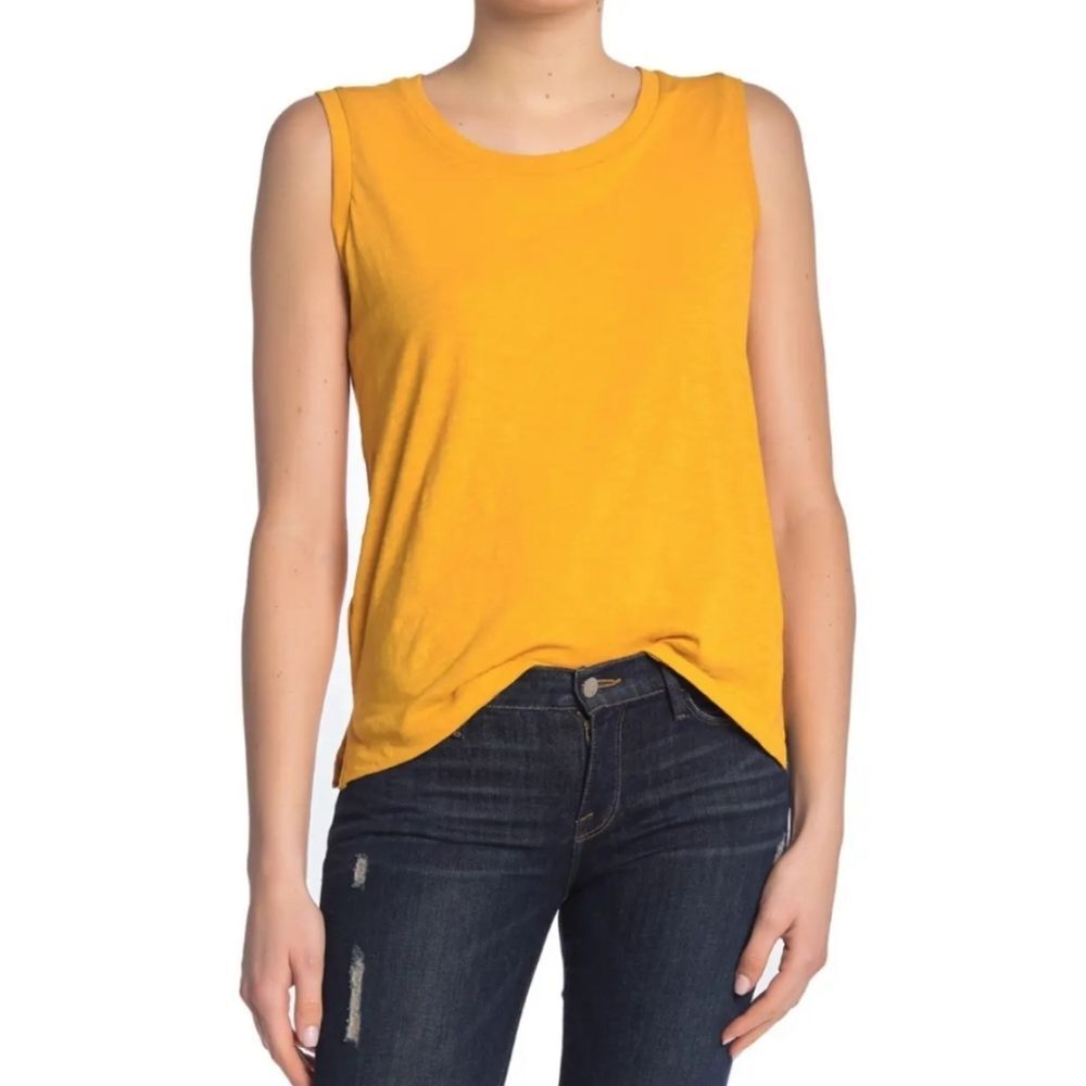 Madewell Burnt Mustard Sleeveless Crew Neck Whisper Soft Knit Tank Top S